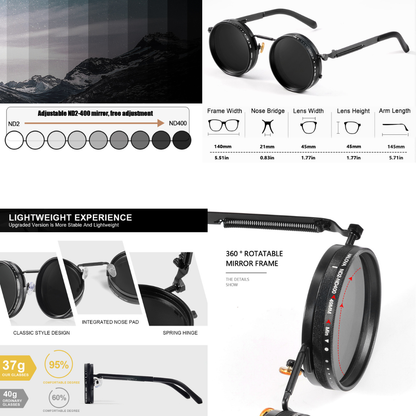 Adjustable Dimming Polarized Round Sunglasses